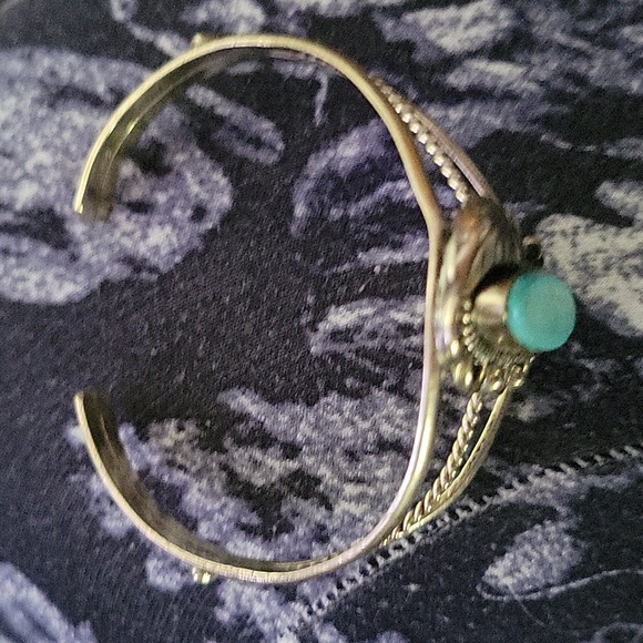 Navajo Sterling and Turquoise Cuff - Picture 2 of 5